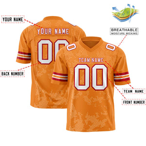 Custom Orange White-Red Green Personalized Graffiti Line Design Authentic Football Jersey