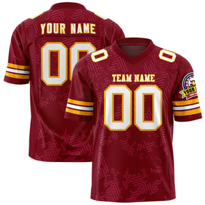 Custom Crimson White-Yellow Personalized Graffiti Line Design Authentic Football Jersey