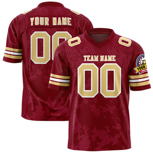 Custom Crimson Khaki Personalized Graffiti Line Design Authentic Football Jersey