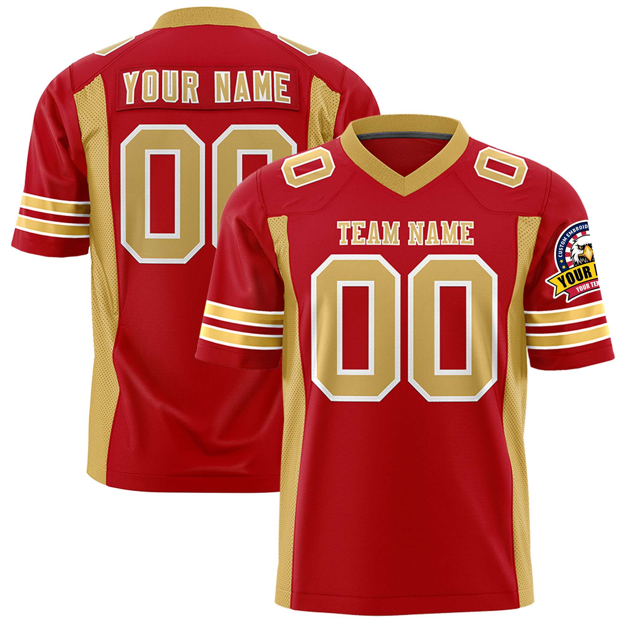 Custom Red Old Gold Personalized Insert Color Design Authentic Football Jersey