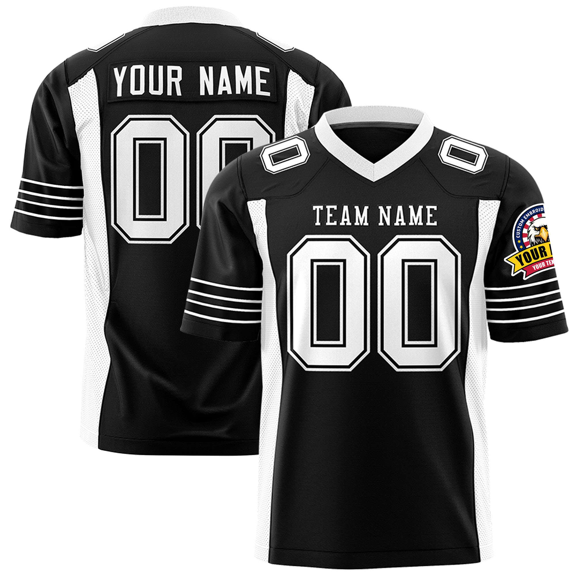 Custom Black White Personalized Insert Color Design Authentic Football Jersey