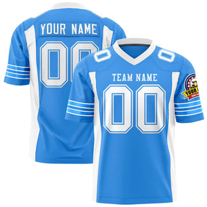 Custom Powder Blue White Personalized Insert Color Design Authentic Football Jersey