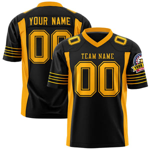 Custom Black Yellow Personalized Insert Color Design Authentic Football Jersey