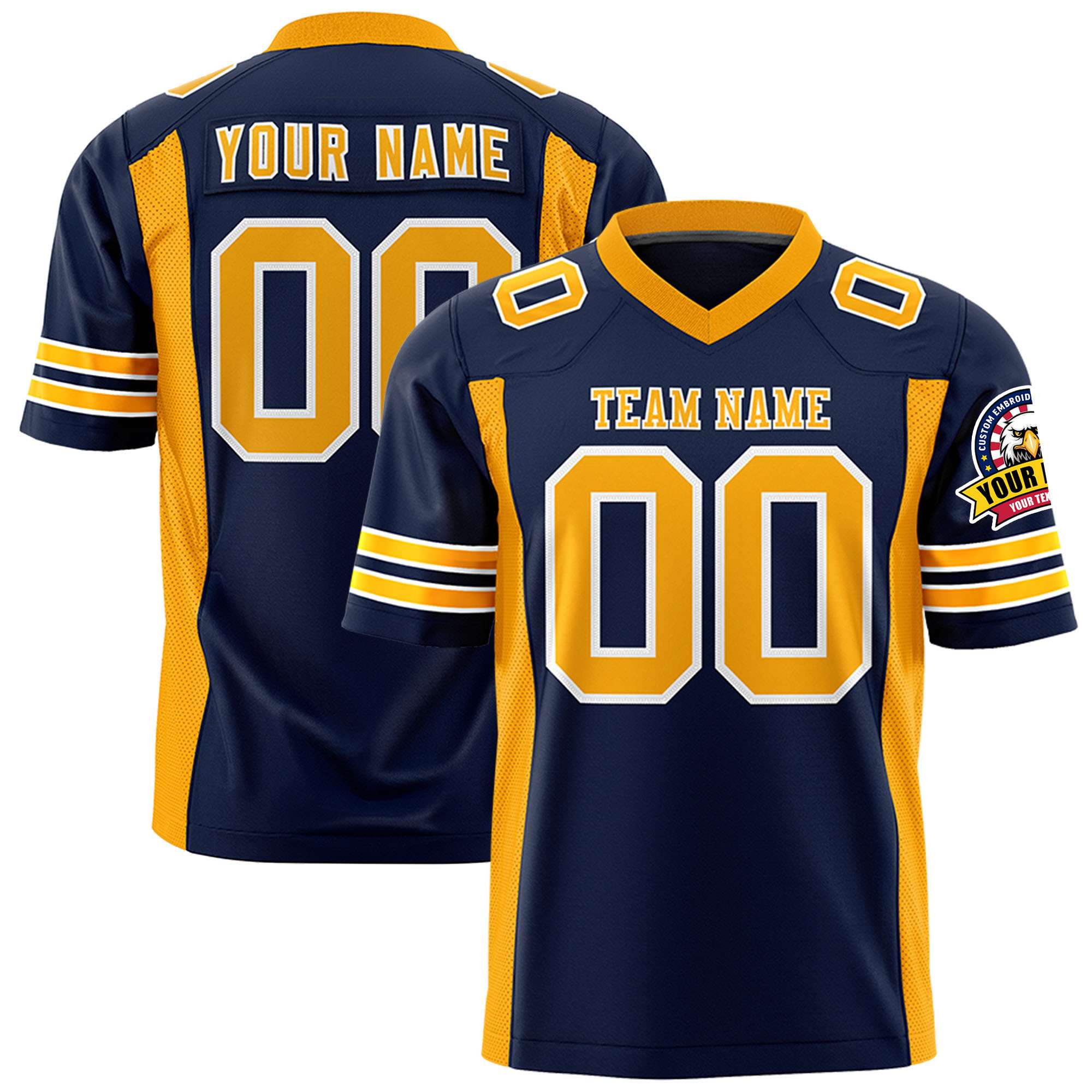 Custom Navy Yellow Personalized Insert Color Design Authentic Football Jersey