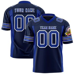 Custom Navy Royal Personalized Insert Color Design Authentic Football Jersey