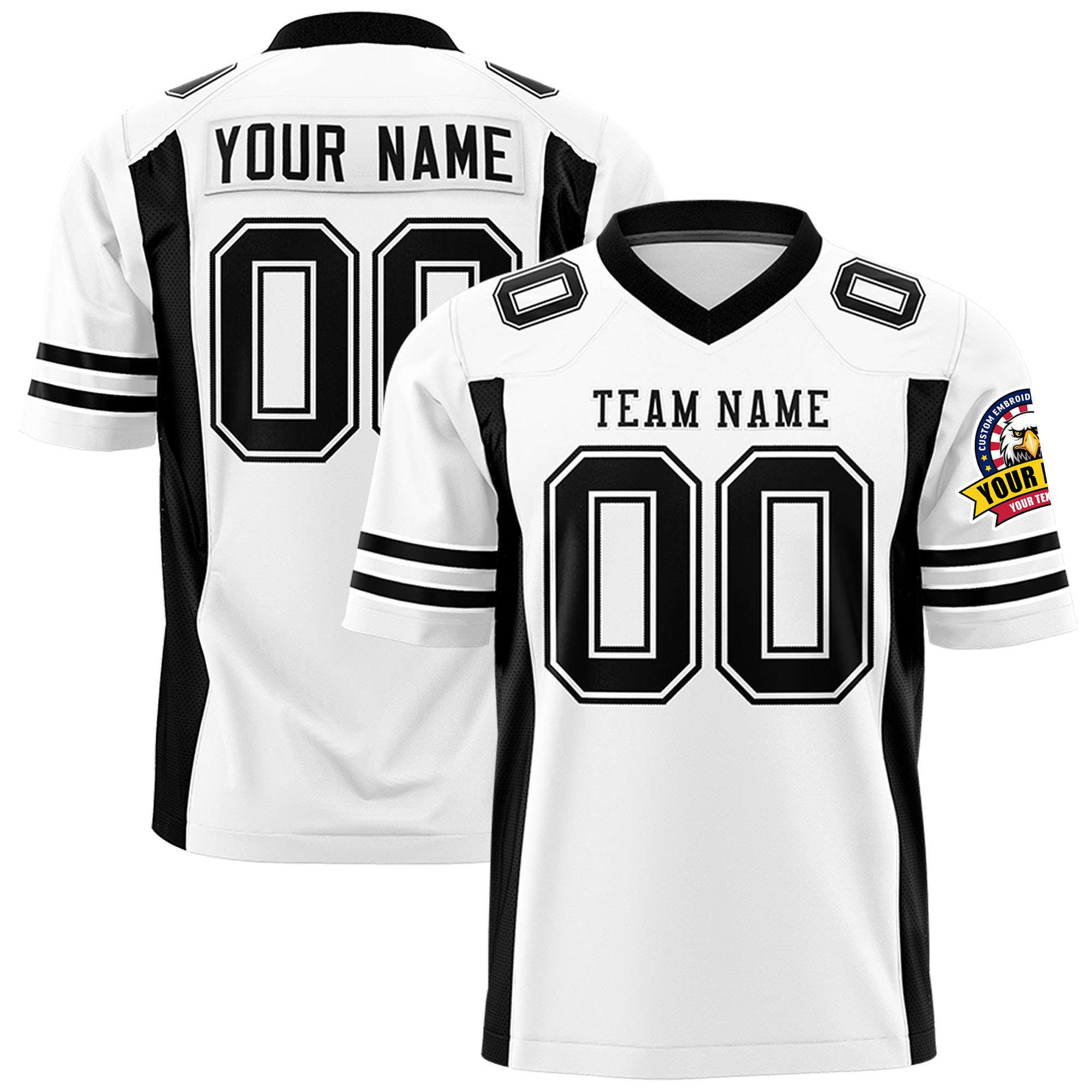 Custom White Black Personalized Insert Color Design Authentic Football Jersey