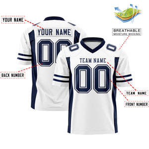 Custom White Navy Personalized Insert Color Design Authentic Football Jersey