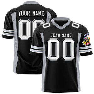 Custom Black Gray Personalized Insert Color Design Authentic Football Jersey