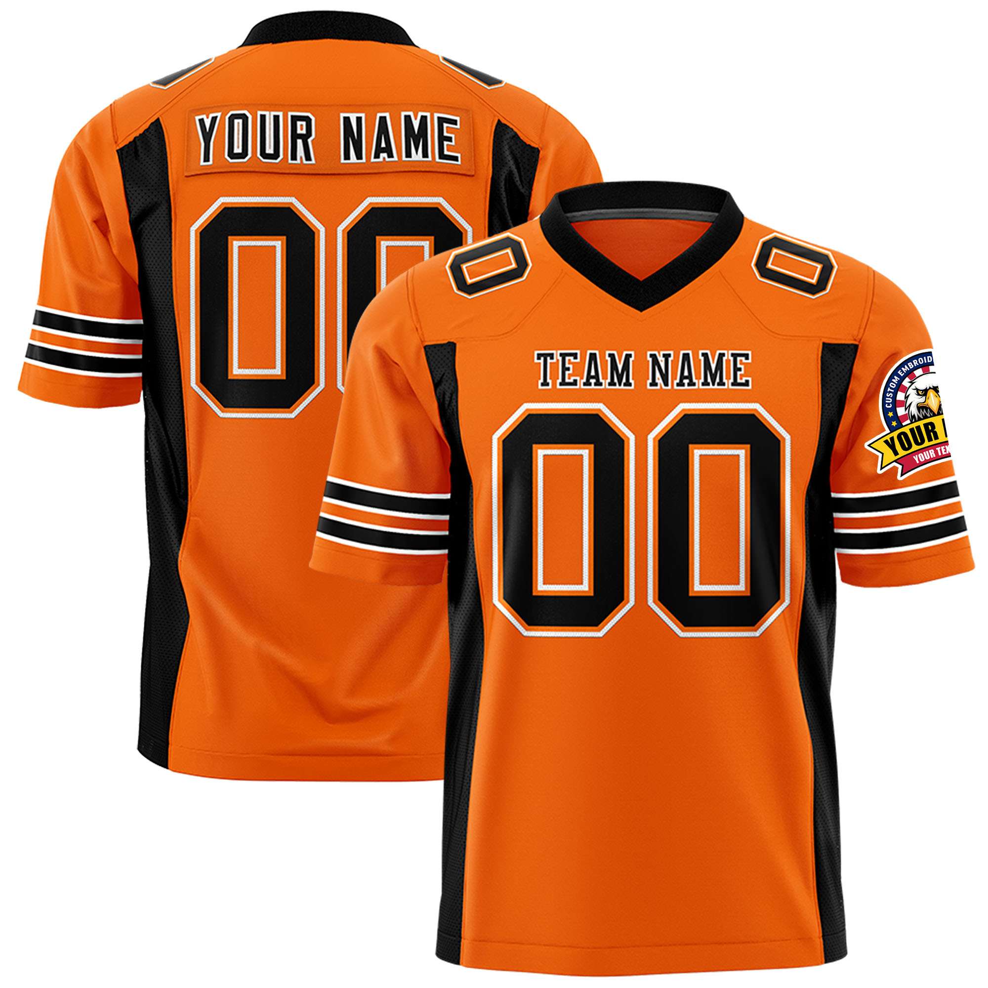 Custom Orange Black Personalized Insert Color Design Authentic Football Jersey