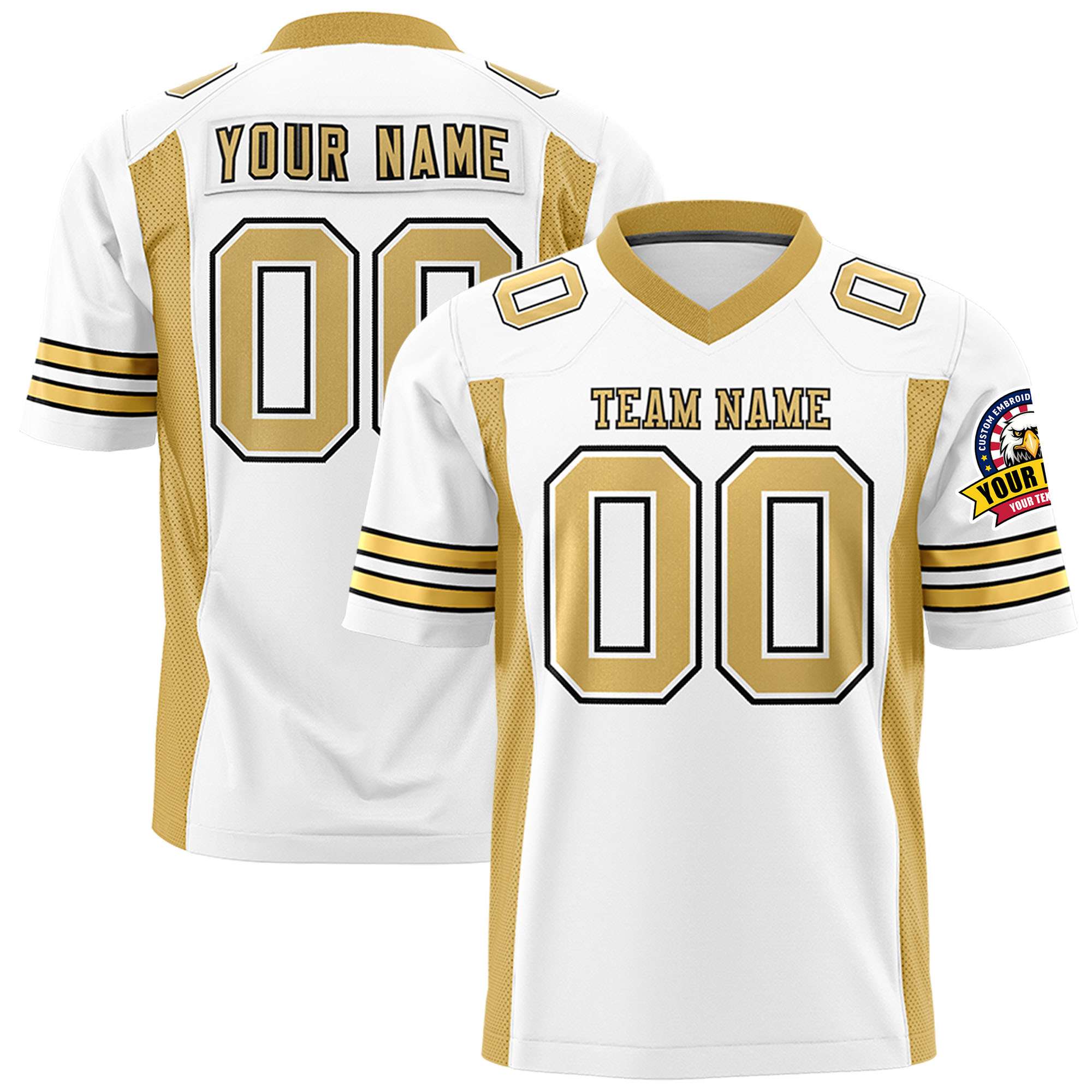 Custom White Old Gold Personalized Insert Color Design Authentic Football Jersey