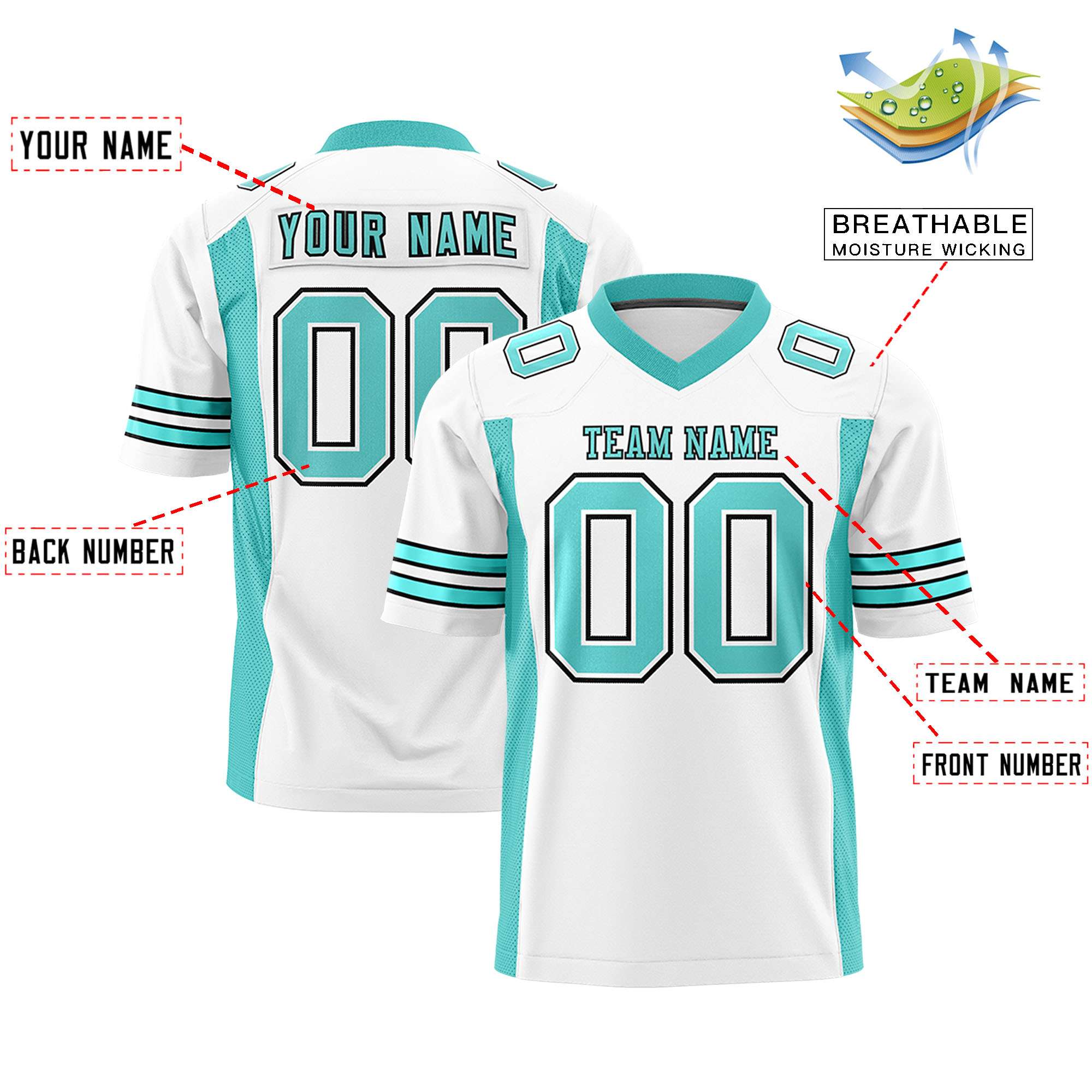 Custom White Bright Green Personalized Insert Color Design Authentic Football Jersey