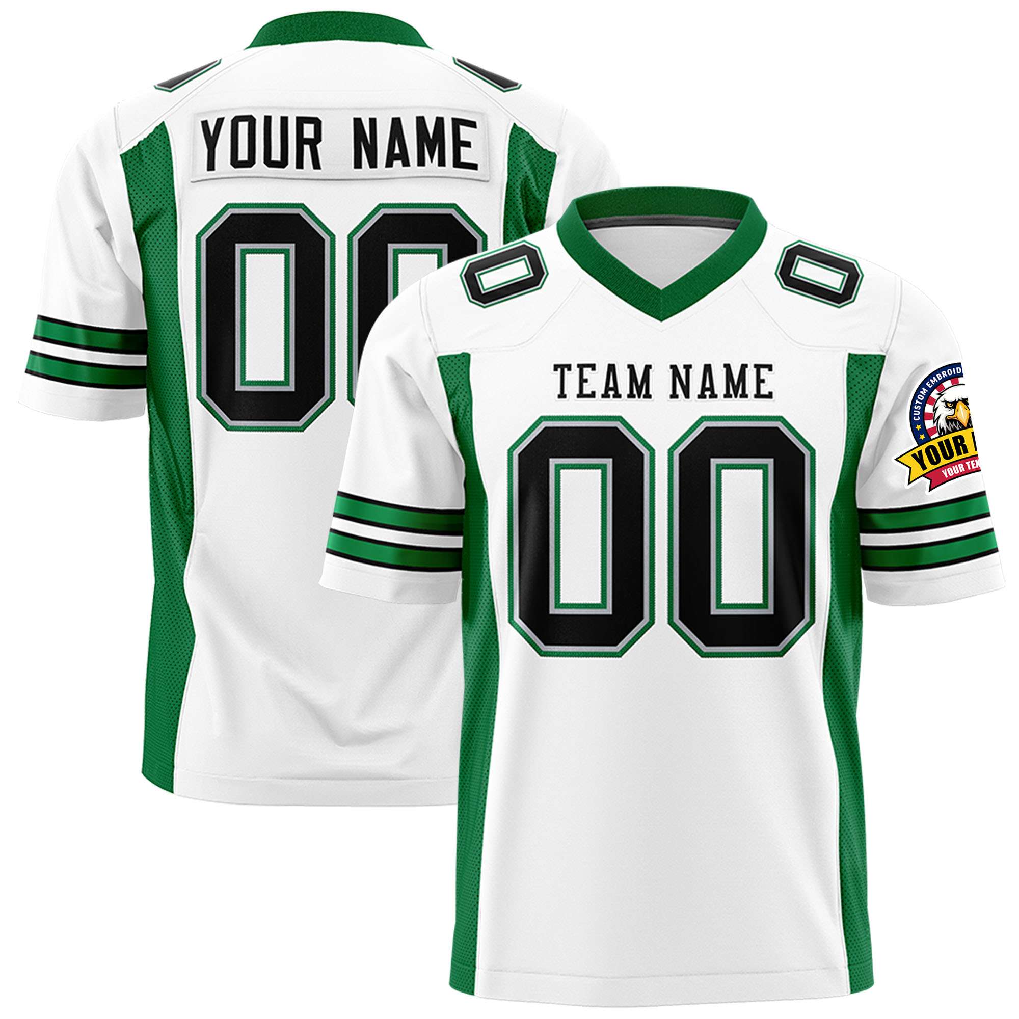 Custom White Kelly Green Personalized Insert Color Design Authentic Football Jersey