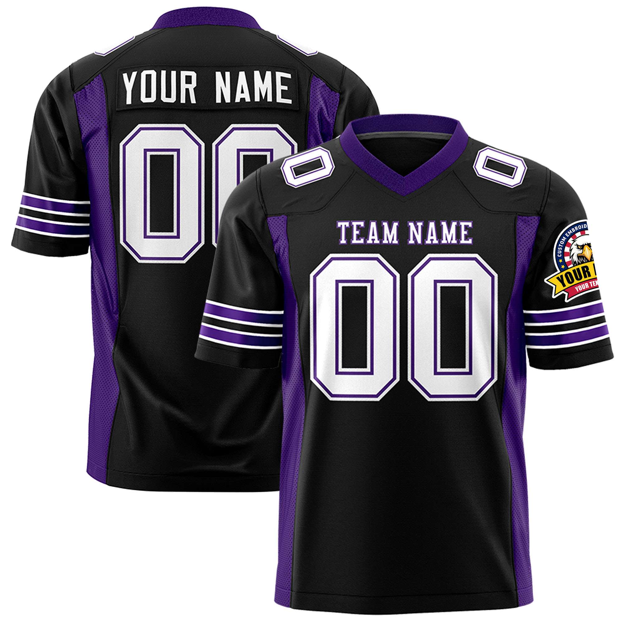 Custom Black Purple Personalized Insert Color Design Authentic Football Jersey