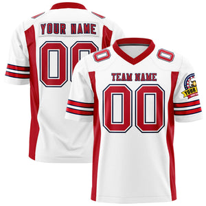 Custom White Red Personalized Insert Color Design Authentic Football Jersey