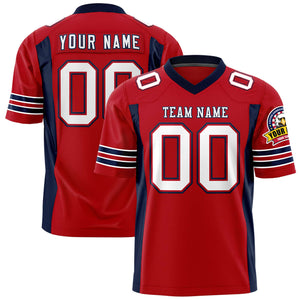 Custom Red Navy Personalized Insert Color Design Authentic Football Jersey