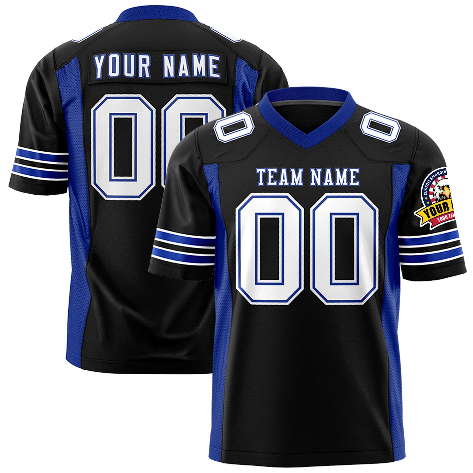 Custom Black Royal Personalized Insert Color Design Authentic Football Jersey