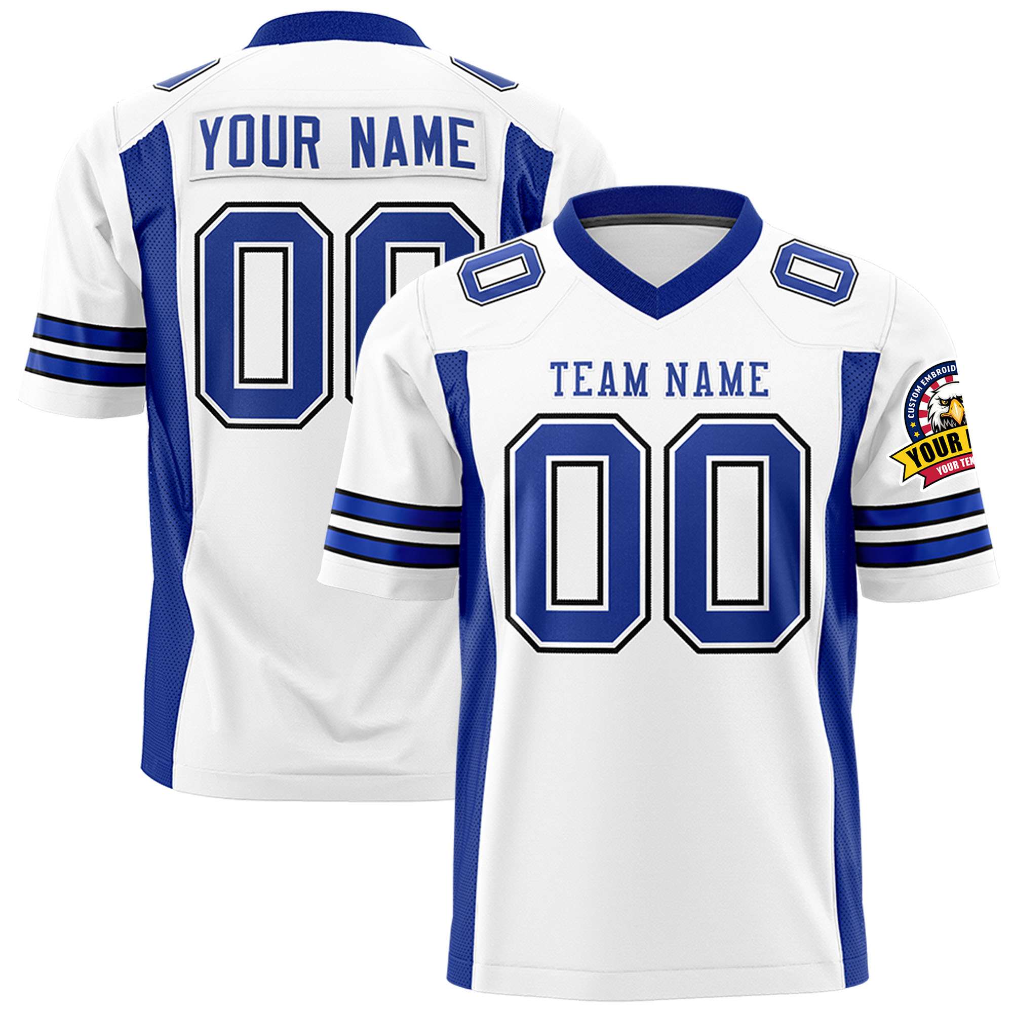 Custom White Royal Personalized Insert Color Design Authentic Football Jersey