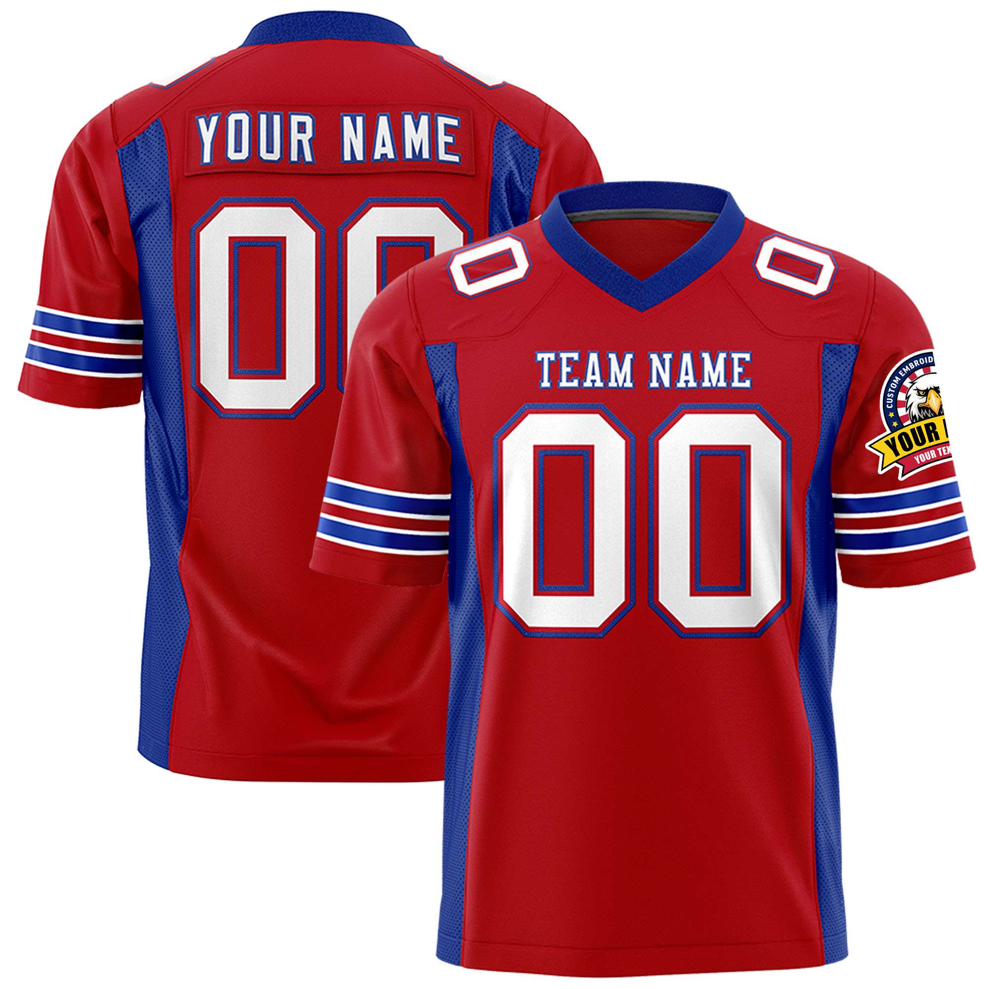 Custom Red Royal Personalized Insert Color Design Authentic Football Jersey