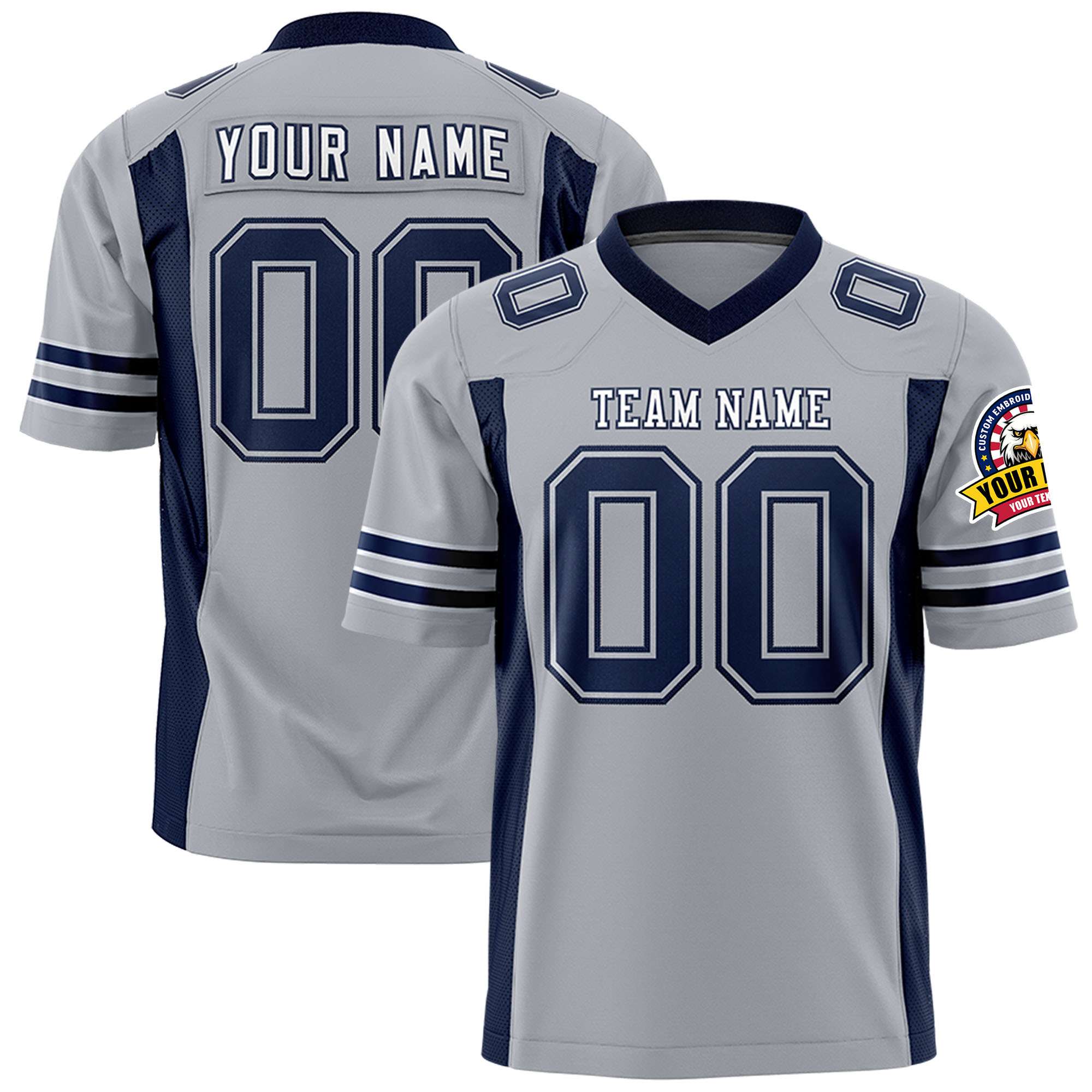 Custom Gray Navy Personalized Insert Color Design Authentic Football Jersey