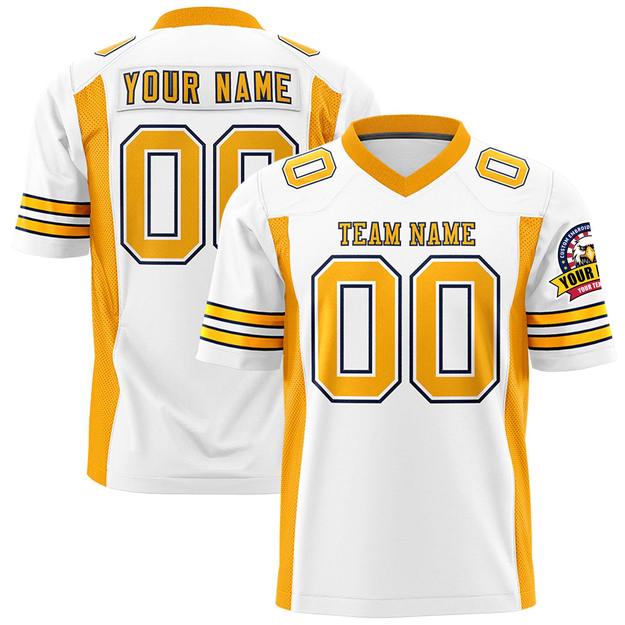 Custom White Yellow Personalized Insert Color Design Authentic Football Jersey