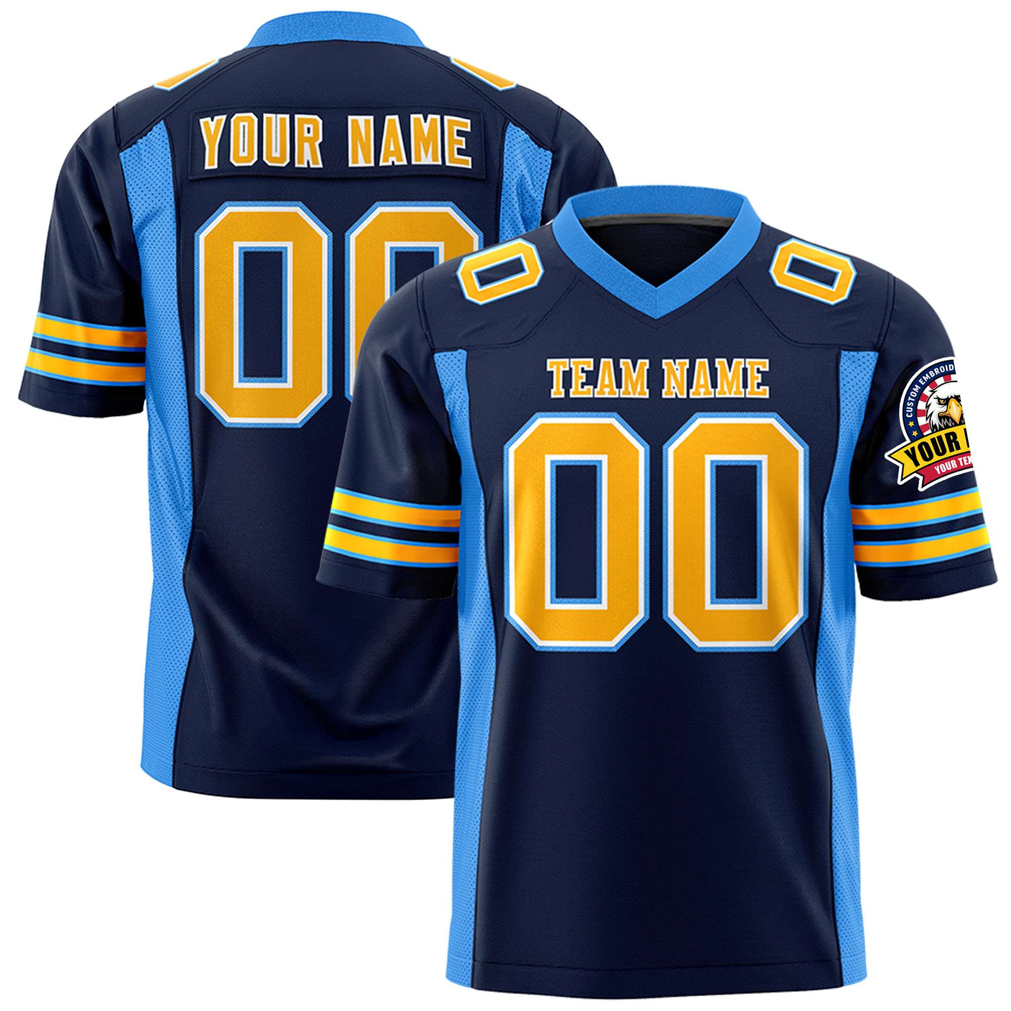 Custom Navy Powder Blue Personalized Insert Color Design Authentic Football Jersey