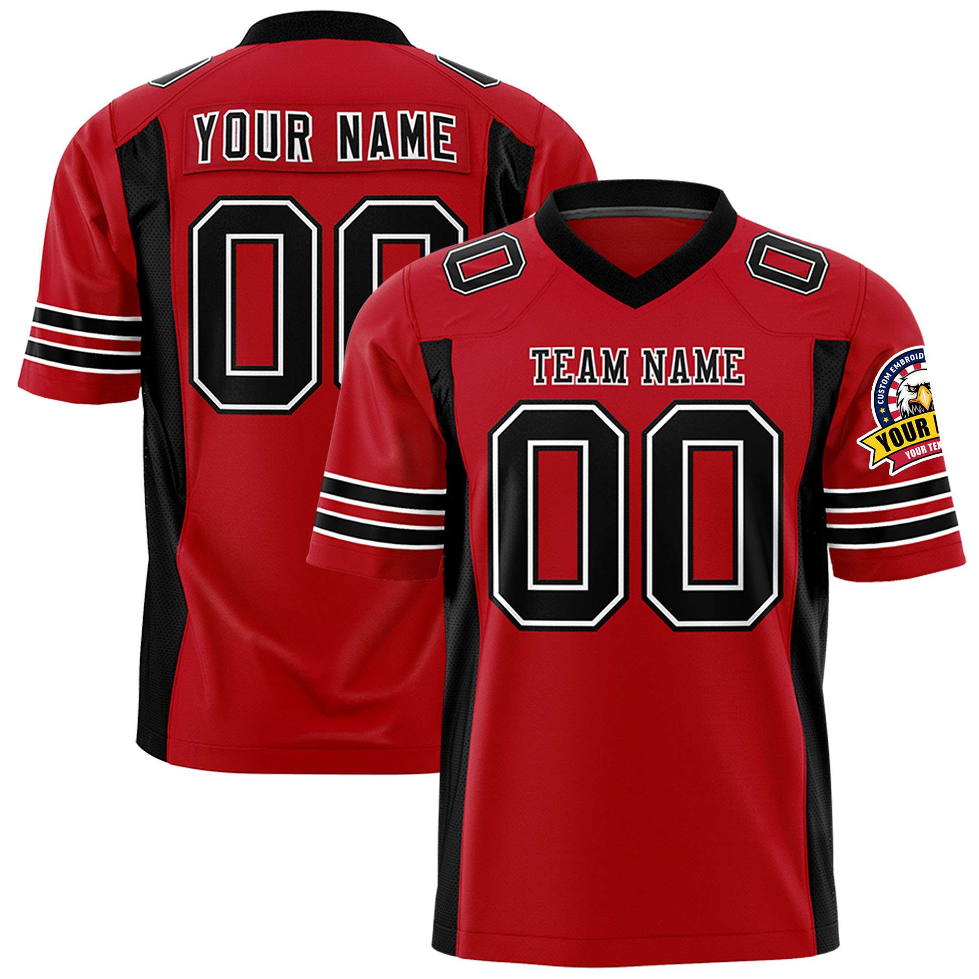 Custom Red Black Personalized Insert Color Design Authentic Football Jersey