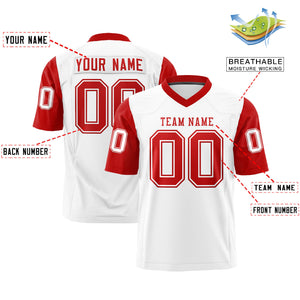 Custom White Red Personalized Raglan Sleeves Design Authentic Football Jersey