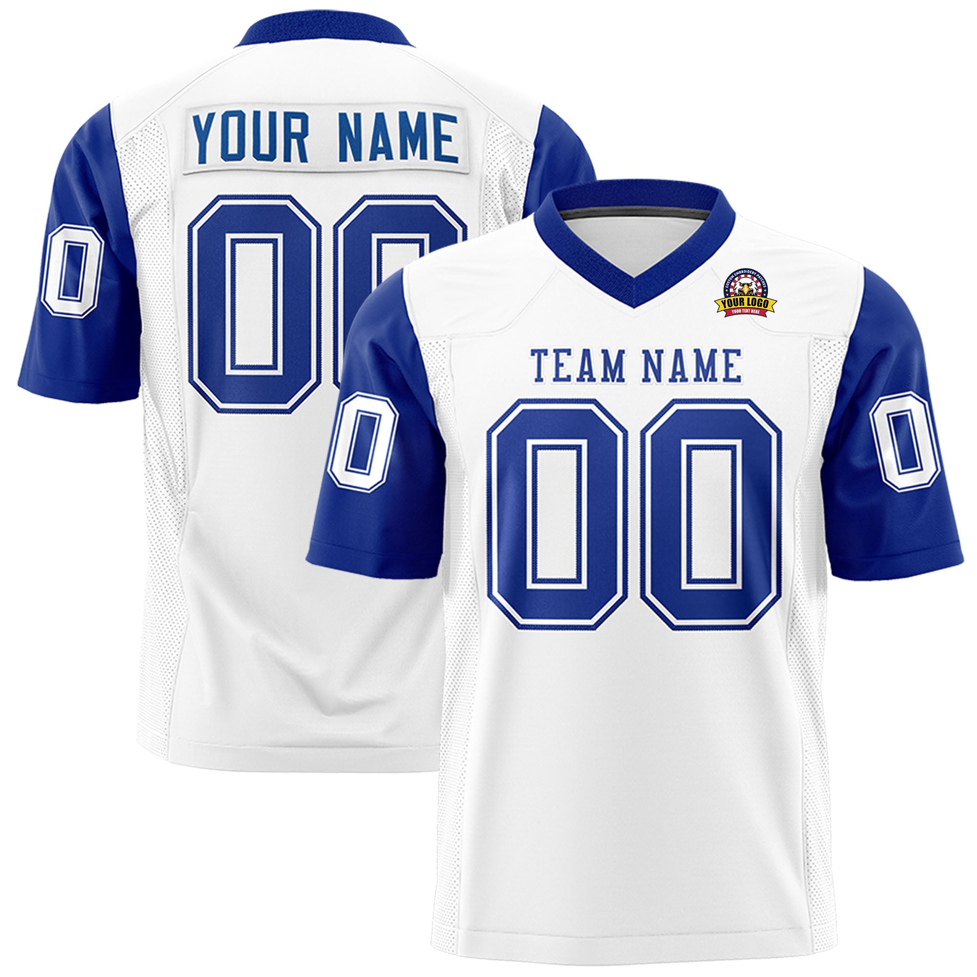 Custom White Royal Personalized Raglan Sleeves Design Authentic Football Jersey