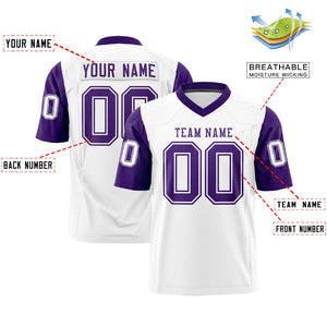 Custom White Purple Personalized Raglan Sleeves Design Authentic Football Jersey