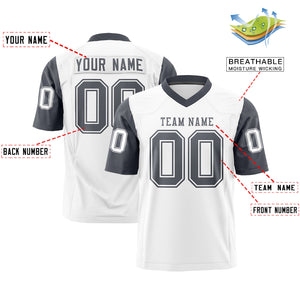 Custom White Dark Gray Personalized Raglan Sleeves Design Authentic Football Jersey