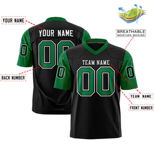 Custom Black Kelly Green Personalized Raglan Sleeves Design Authentic Football Jersey