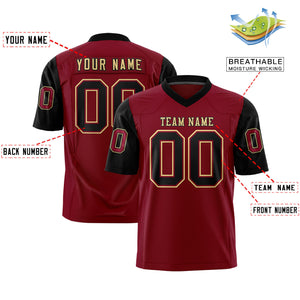 Custom Crimson Black Personalized Raglan Sleeves Design Authentic Football Jersey