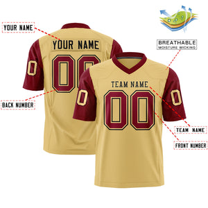 Custom Khaki Crimson Personalized Raglan Sleeves Design Authentic Football Jersey