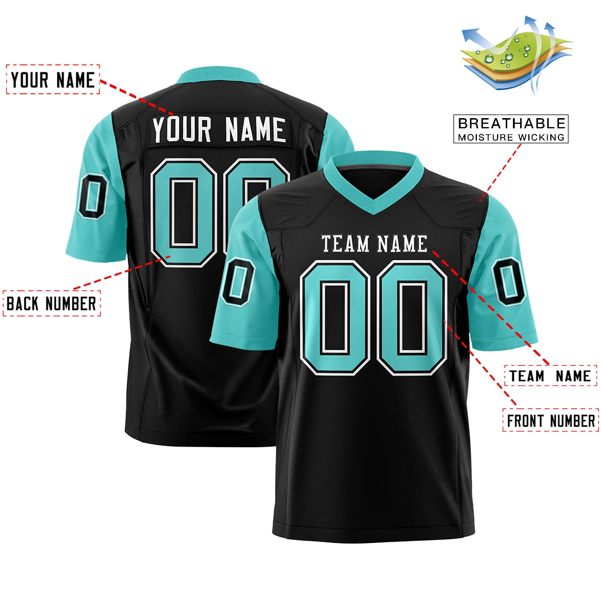 Custom Black Bright Green Personalized Raglan Sleeves Design Authentic Football Jersey