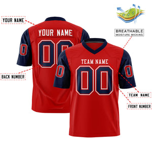 Custom Red Navy Personalized Raglan Sleeves Design Authentic Football Jersey