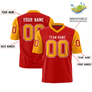 Custom Red Yellow Personalized Raglan Sleeves Design Authentic Football Jersey