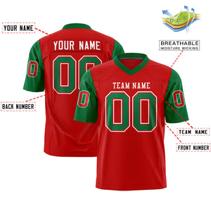 Custom Red Kelly Green Personalized Raglan Sleeves Design Authentic Football Jersey