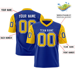 Custom Royal Gold Personalized Raglan Sleeves Design Authentic Football Jersey