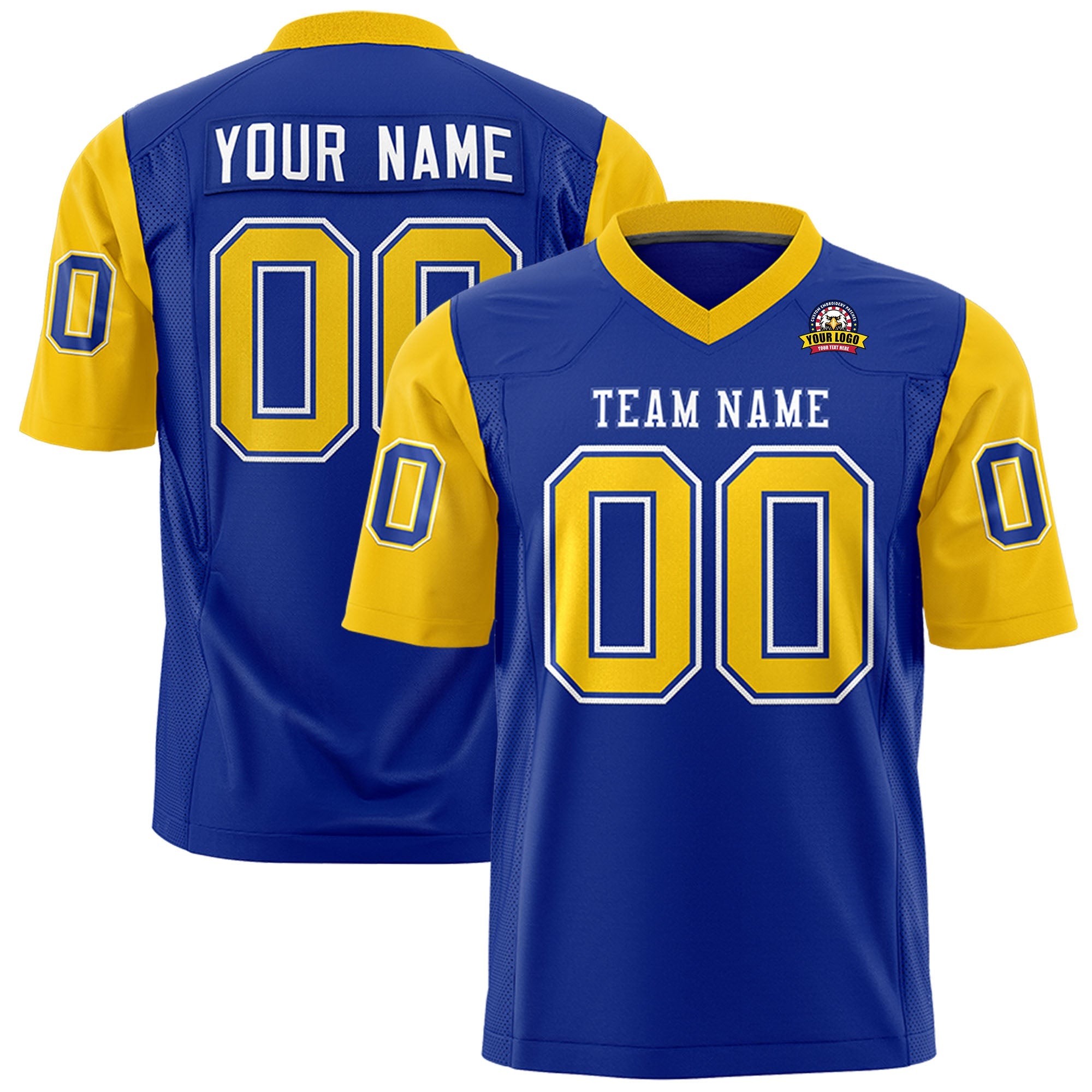 Custom Royal Gold Personalized Raglan Sleeves Design Authentic Football Jersey