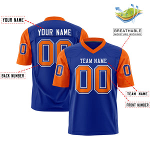 Custom Royal Orange Personalized Raglan Sleeves Design Authentic Football Jersey