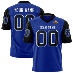 Custom Royal Black Personalized Raglan Sleeves Design Authentic Football Jersey