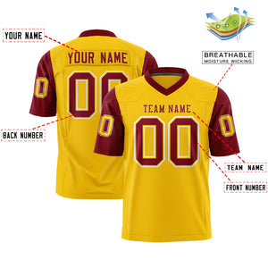 Custom Gold Crimson Personalized Raglan Sleeves Design Authentic Football Jersey