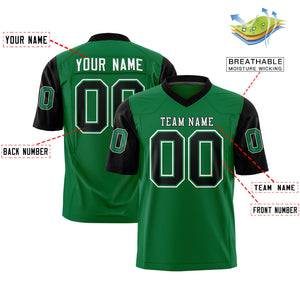 Custom Kelly Green Black Personalized Raglan Sleeves Design Authentic Football Jersey