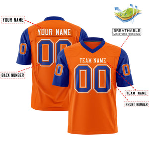 Custom Orange Royal Personalized Raglan Sleeves Design Authentic Football Jersey