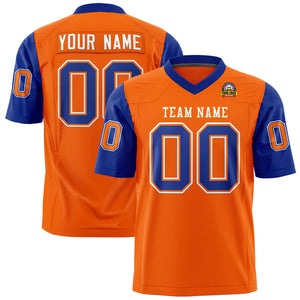 Custom Orange Royal Personalized Raglan Sleeves Design Authentic Football Jersey