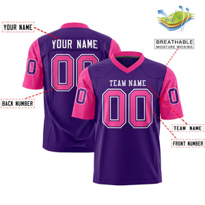 Custom Purple Pink Personalized Raglan Sleeves Design Authentic Football Jersey