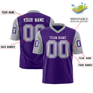 Custom Purple Gray Personalized Raglan Sleeves Design Authentic Football Jersey