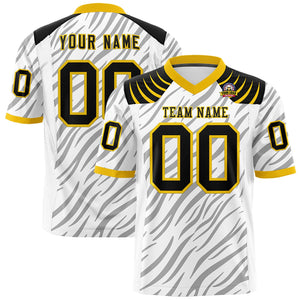 Custom White Gray Personalized Tiger Stripe Graffiti Pattern Authentic Football Jersey