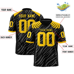 Custom Black Gray Personalized Tiger Stripe Graffiti Pattern Authentic Football Jersey