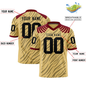 Custom Khaki Black Personalized Tiger Stripe Graffiti Pattern Authentic Football Jersey